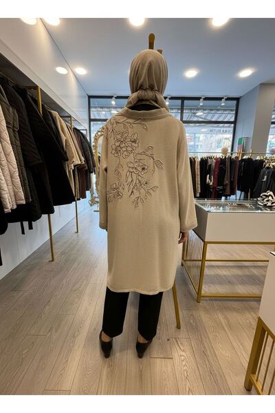 Butik Ham Keten Desenli Hırka