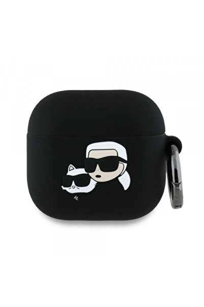Karl Lagerfeld Husa 3D Karl & Choupette's Heads pentru Apple AirPods 4, Neagra