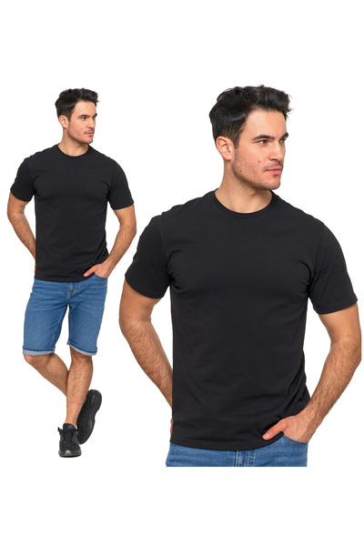 MORAJ Tricou clasic bărbătesc 100% bumbac, mânecă scurtă, negru