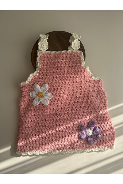 lovecandles Askılı Çocuk Elbisesi Jile El yapımı Nako bebek yünü