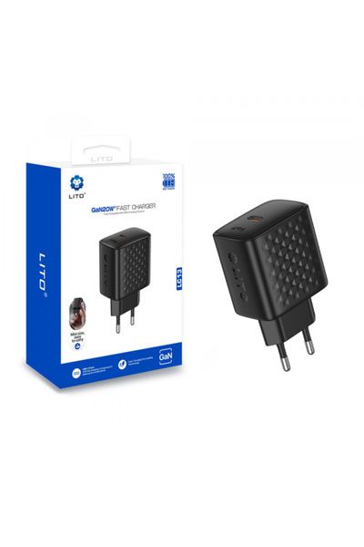 Lito LC13 Power Adapter, 20W, 3A, 1 x USB-C, Black
