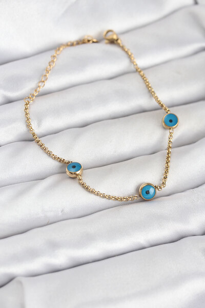 Marsilyan 316L Steel Gold Color Evil Eye Bead Model Women's Bracelet Ieg-8975