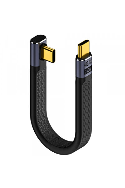 OEM USB-C Data and Charging Cable - USB-C Angled 8K Video, 240W, 0.15m, Black