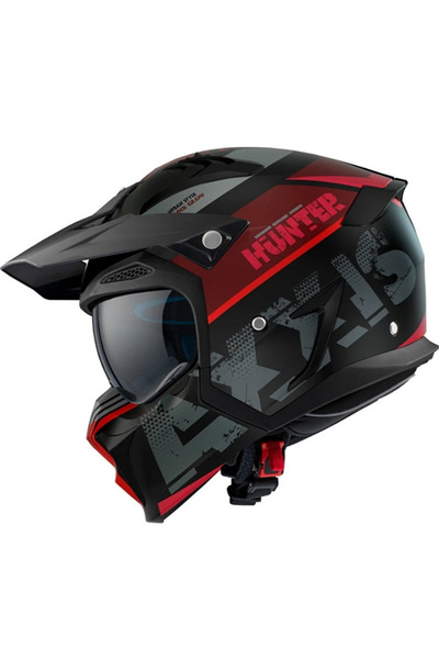 AXXIS Motosiklet Kaskı Hunter SV Block B5 Mat Kırmızı Sport Moduler Kask Off-...