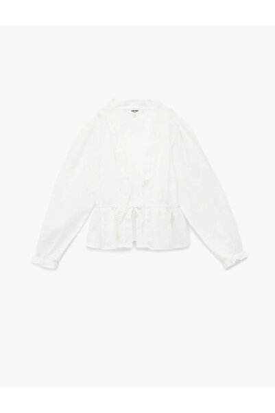 Koton Cămașă pentru fetiță din bumbac cu volane cu decolteu în V supradimensi...