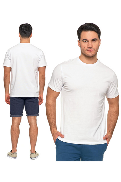 MORAJ Tricou clasic bărbătesc din bumbac cu mânecă scurtă, alb