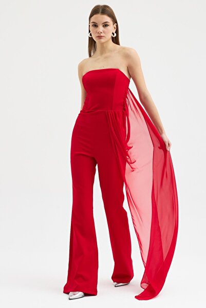 Lijuri Tulle detailed and strapless jumpsuit 1381 r4-f-k2
