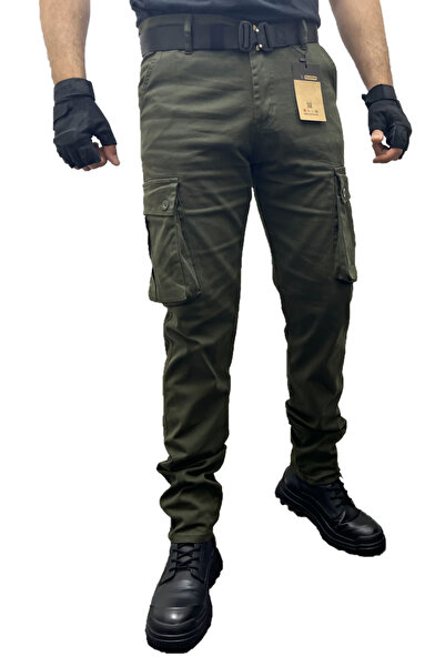 Polviton Men's Cargo Pants Stretch Fabric Flexible Straight-Leg