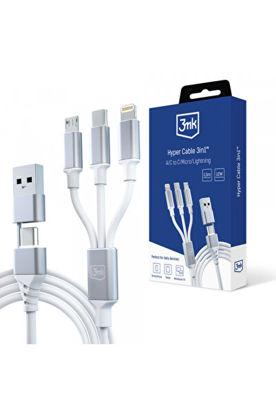3MK Cablu Incarcare USB-A / USB-C - Lightning / microUSB / USB-C Hyper 3in1, ...