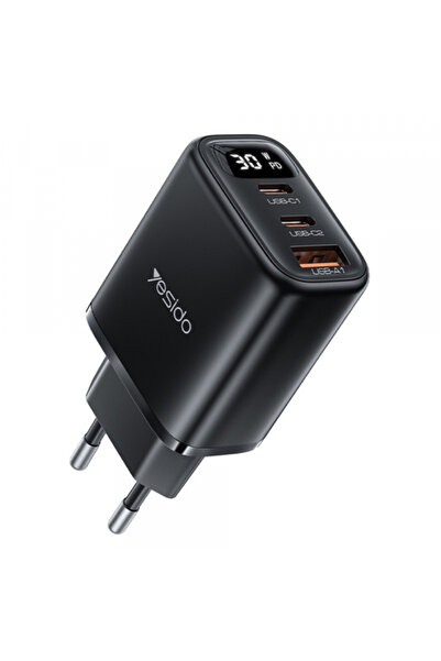 Yesido Incarcator Retea YC69 Display, 30W, 3A, 1 x USB-A - 2 x USB-C, Negru