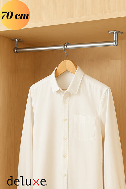 Mobilyap Deluxe - Dolap İçi (70 cm) Yuvarlak Krom Askı Borusu( Askı Borusu + ...