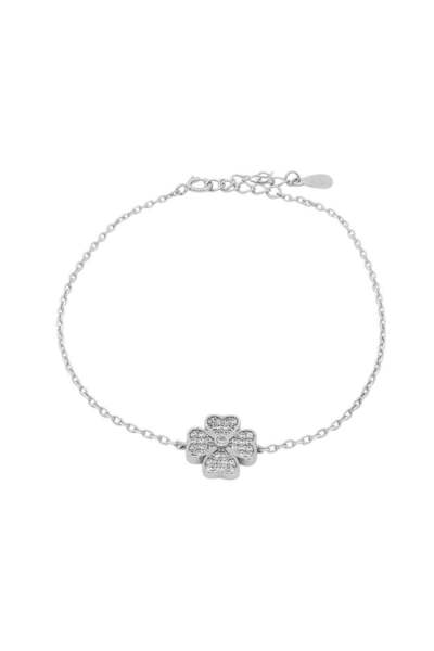 Bijuteria SORELLY Silver Clover Bracelet with White CZ Stones