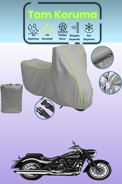 Dokaca Neo غطاء دراجة نارية رمادي نيون قماش مجدّل ياماها ميدنايت ستار XV 1900...