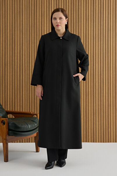 Aker Siyah Dokuma Pardösü