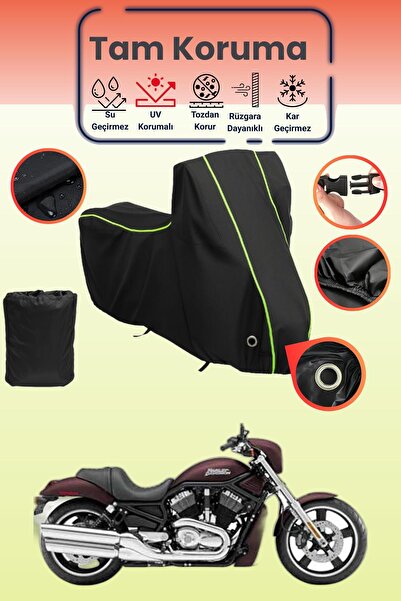 Dokaca Neo غطاء دراجة نارية أسود نيون قماش مجدّل متوافق مع هارلي ديفيدسون VRS...