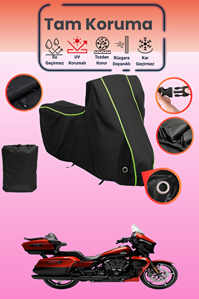 Dokaca Neo غطاء دراجة نارية أسود نيون قماش مجدّل متوافق مع هارلي ديفيدسون ستر...