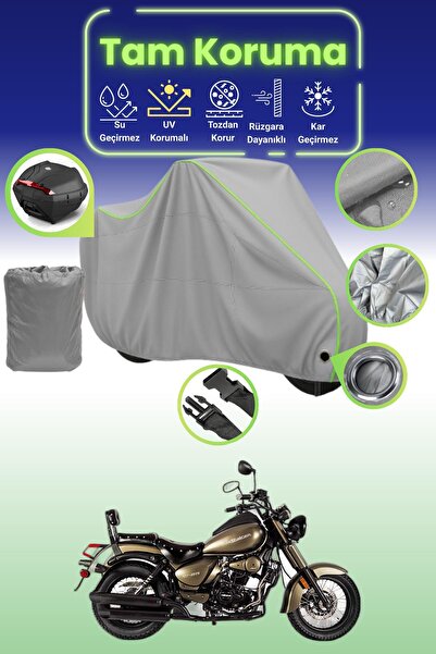 Dokaca Neo غطاء دراجة نارية رمادي نيون قماش مجدّل متوافق مع قفل وحقيبة خلفية ...