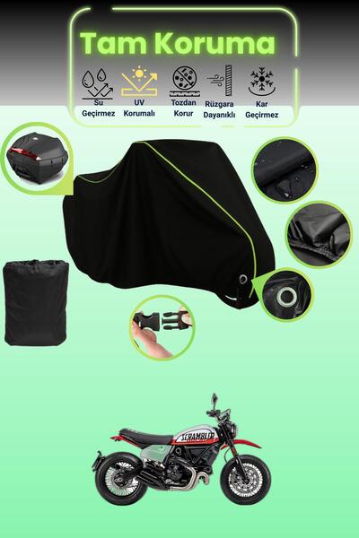 Dokaca Neo حقيبة خلفية وقفل أسود نيون قماش مجدّل متوافقة مع دوكاتي سكرامبلر أ...