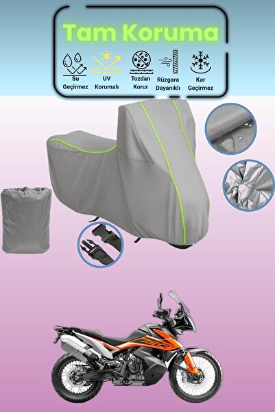 Dokaca Neo غطاء دراجة نارية رمادي نيون قماش مجدّل KTM 790 Adventure متوافق، غ...