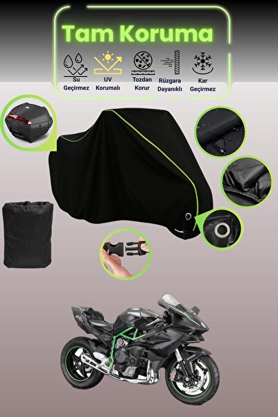 Dokaca Neo حقيبة خلفية سوداء نيون قماش مجدّل متوافقة مع دراجة نارية كاواساكي ...