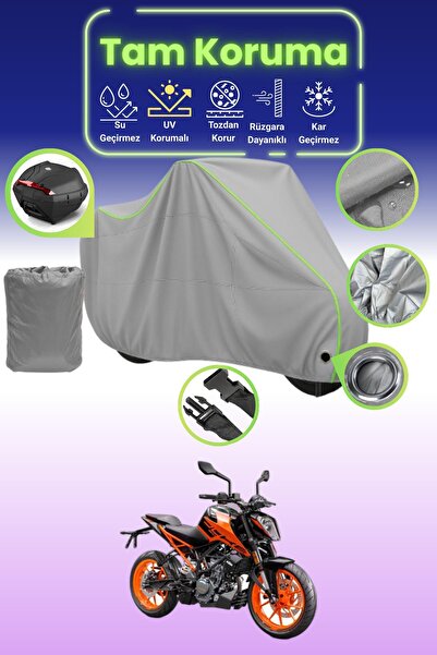 Dokaca Neo غطاء دراجة نارية رمادي نيون قماش مجدّل متوافق مع KTM 200 Duke، غطا...