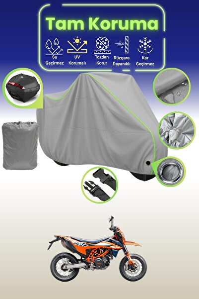 Dokaca Neo حقيبة خلفية رمادية نيون قماش مجدّل متوافقة مع KTM 690 SMC R، غطاء ...