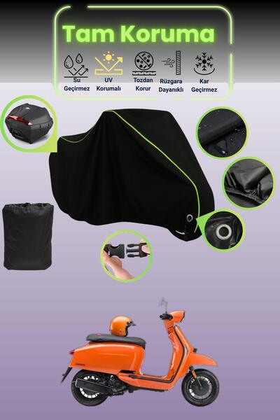Dokaca Neo غطاء دراجة نارية أسود نيون قماش مجدّل متوافق مع لامبريتا V200، متو...