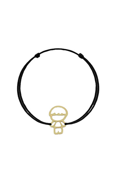 Bijuteria SORELLY Brățară din aur de 14k cu șnur negru pentru băieți