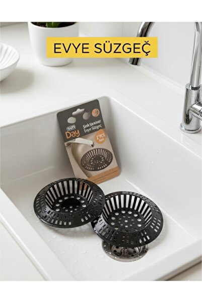NO BRAND Siyah Model İçin: Sun Day 2’li Siyah Plastik Evye Süzgeci – Tıkanıkl...