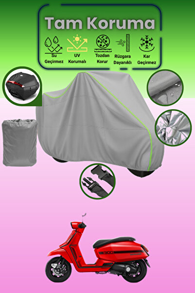 Dokaca Neo حقيبة خلفية رمادية نيون قماش مجدّل متوافقة مع لامبريتا X300، غطاء ...