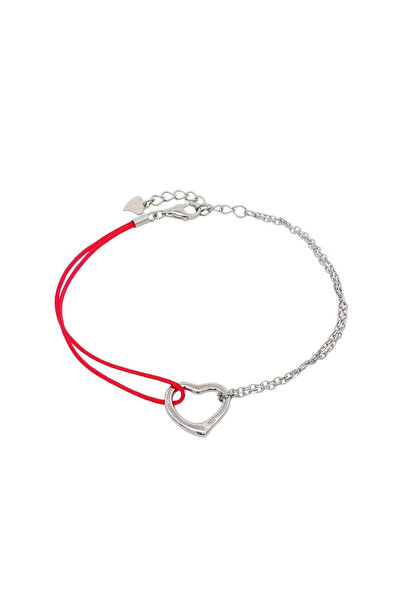 Bijuteria SORELLY Brățară din argint cu inimă din șnur roșu