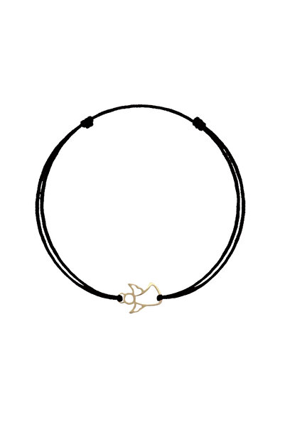 Bijuteria SORELLY Brățară din aur de 14k cu șnur Ingeras Neagră