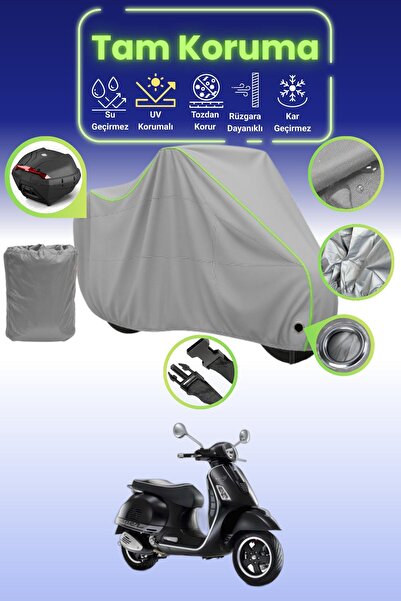 Dokaca Neo غطاء دراجة نارية رمادي نيون قماش مجدّل متوافق مع Vespa GTS 250، غط...