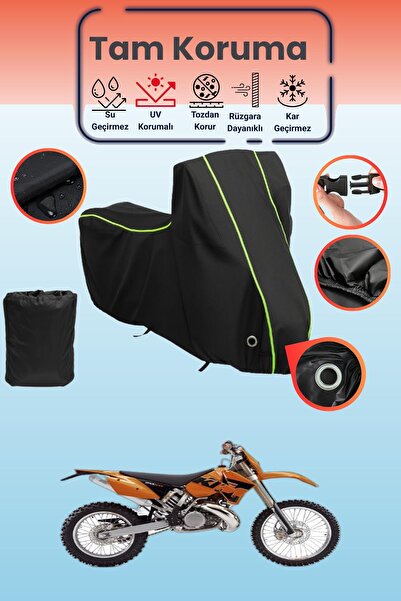 Dokaca Neo غطاء دراجة نارية متوافق مع KTM 200 EXC باللون الأسود النيون قماش م...