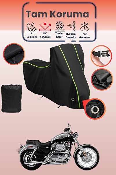 Dokaca Neo غطاء دراجة نارية أسود نيون قماش مجدّل متوافق مع هارلي ديفيدسون سبو...