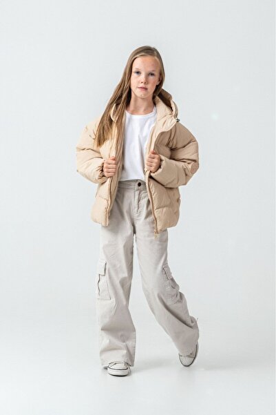 g-serko Girl's Coat Short Beige 13-15 Years Old