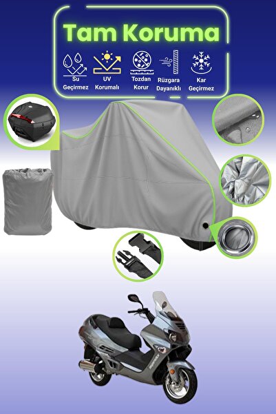 Dokaca Neo غطاء دراجة نارية رمادي نيون قماش مجدّل متوافق مع أسيان أرمادا 250