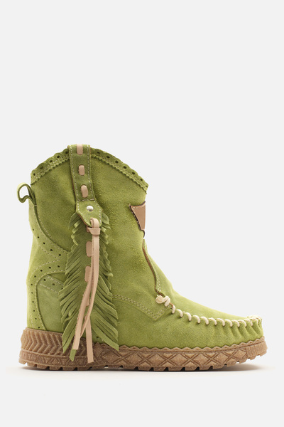 Nobrand Bella %100 Dana Derisi Fıstık Yeşili Made in İtaly Gizli Ökçeli Kadın...