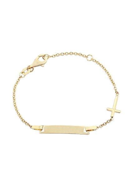 Bijuteria SORELLY Brățară pentru copii din aur de 14k cu cruce și placă