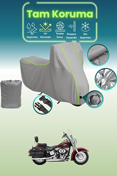 Dokaca Neo غطاء محرك رمادي نيون قماش مجدّل متوافق مع هارلي ديفيدسون هيريتاج س...