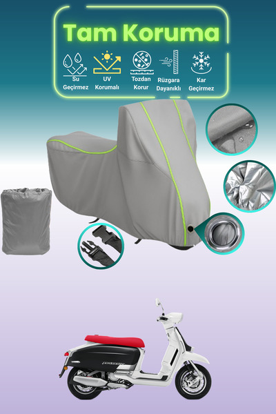 Dokaca Neo غطاء محرك متوافق مع لامبريتا G350 باللون الرمادي النيون قماش مجدّل...