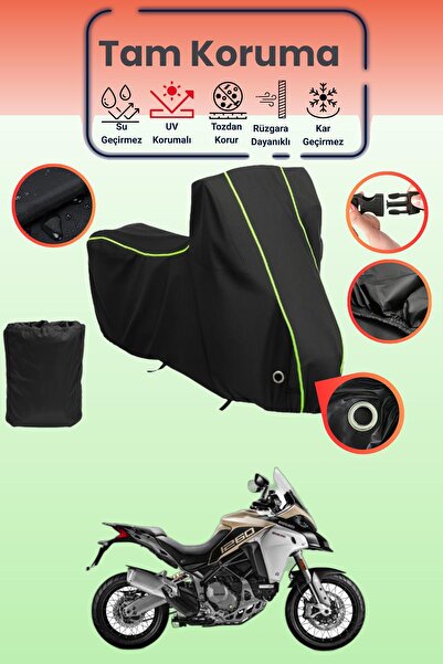 Dokaca Neo غطاء دراجة نارية أسود نيون قماش مجدّل متوافق مع دوكاتي مولتيسترادا...