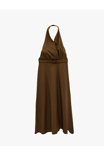 Koton Rochie midi din bumbac, fără mâneci, cu decolteu petrecut în V curele