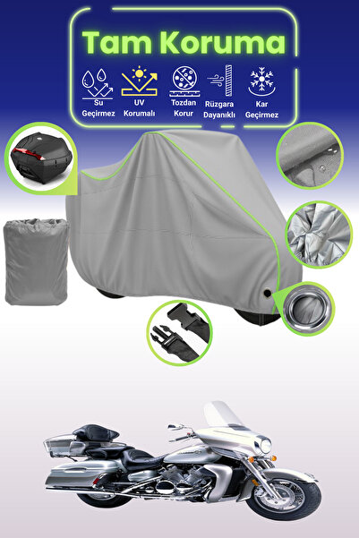 Dokaca Neo حقيبة خلفية رمادية نيون قماش مجدّل متوافقة مع ياماها فيرتشول رويال...