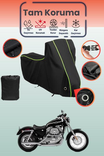 Dokaca Neo غطاء دراجة نارية أسود نيون قماش مجدّل متوافق مع هارلي ديفيدسون سبو...