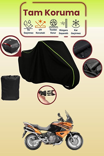 Dokaca Neo Black Neon Corded Fabric Rear Bag Compatible Honda XL 1000V Varade...