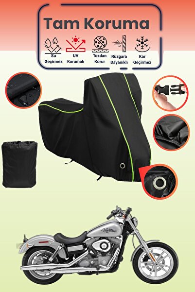 Dokaca Neo غطاء دراجة نارية أسود نيون قماش مجدّل متوافق مع هارلي ديفيدسون داي...