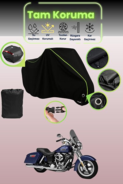 Dokaca Neo حقيبة خلفية وقفل أسود نيون قماش مجدّل متوافقة مع هارلي ديفيدسون دا...