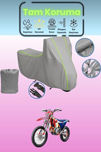 Dokaca Neo غطاء دراجة نارية رمادي نيون قماش مجدّل KTM 250 EXC-F Six Days متوا...