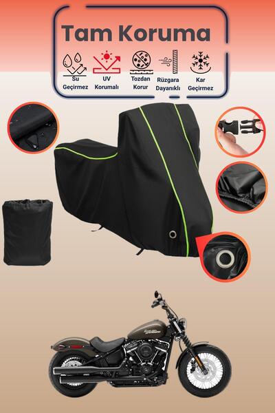 Dokaca Neo غطاء دراجة نارية أسود نيون قماش مجدّل متوافق مع هارلي ديفيدسون سوف...